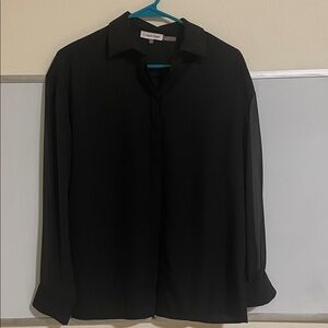 Calvin Klein Women’s Black Long-Sleeve (sheer) Button Shirt